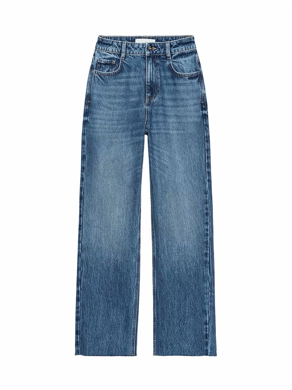 Zara Wide-Leg High-Rise Jeans in Mid Blue